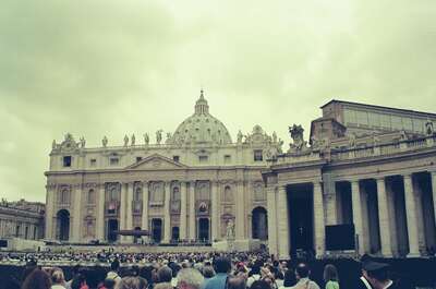 St Peter's Basilica and colonnade under cloudy sky — St Peter's Basilica, Vatican City (21-27 May 2000)