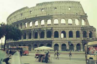 The Colosseum facade from across the street — Rome, Italy (21-27 May 2000)