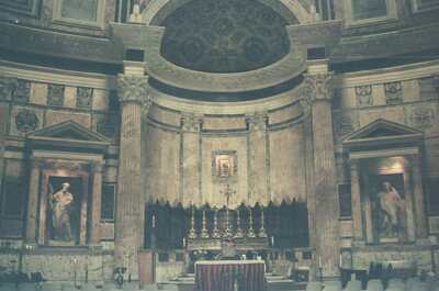Candlelit high altar inside the Pantheon — Rome, Italy (21-27 May 2000)