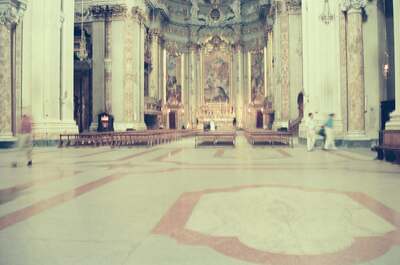 The vast nave and inlaid floor of Sant'Ignazio church — Rome, Italy (21-27 May 2000)