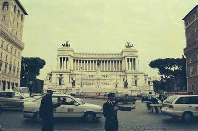 A traffic policeman before the Vittoriano monument — Rome, Italy (21-27 May 2000)