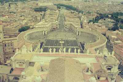 St Peter's Square and colonnade seen from the dome — St Peter's Basilica, Vatican City (21-27 May 2000)