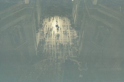 The basilica floor far below seen from St Peter's dome — St Peter's Basilica, Vatican City (21-27 May 2000)