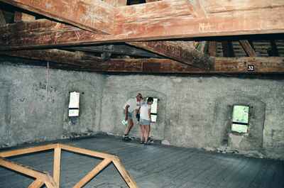 A timber-roofed tower room in Chateau de Chillon — Montreux, Switzerland (1 July 2000)
