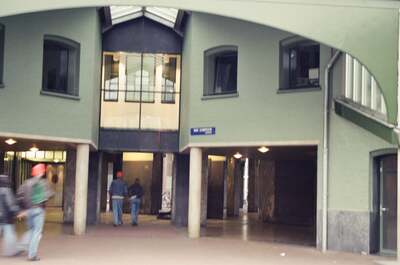 A green modern building with an arcaded ground floor — Netherlands, The Netherlands (19-26 June 2000)