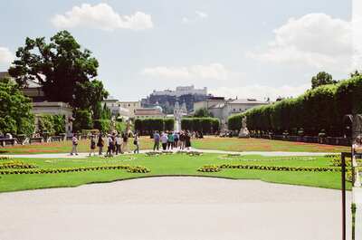 The Mirabell gardens with Hohensalzburg fortress on the skyline — Salzburg, Austria (16-18 June 2000)