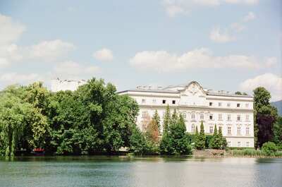 Schloss Leopoldskron mirrored in its tranquil lake — Salzburg, Austria (16-18 June 2000)