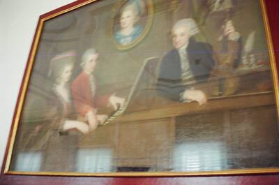 A framed portrait of the Mozart family at the keyboard — Salzburg, Austria (16-18 June 2000)