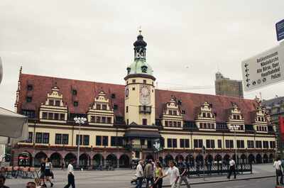 The Old Town Hall with its clock tower on the Markt — Leipzig, Germany (22 June 2000)
