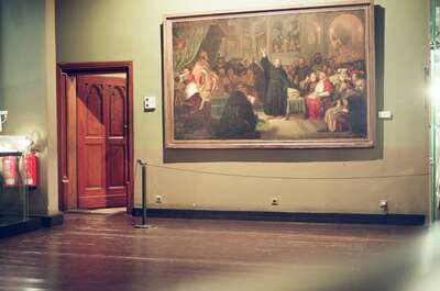Large painting of Luther preaching in a museum gallery — Wittenberg, Germany (22 June 2000)