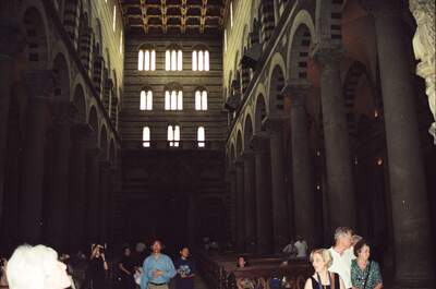 Striped marble columns of the Pisa Cathedral nave — Pisa, Italy (26-27 May 2000)