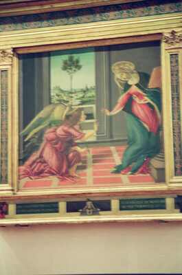 Botticelli's Annunciation in a gilt frame — Florence, Italy (26-27 May 2000)