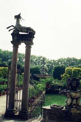 A garden column topped by an animal statue — Florence, Italy (26-27 May 2000)