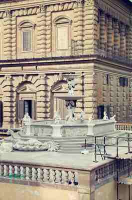 The rusticated Pitti Palace facade with statues — Florence, Italy (26-27 May 2000)