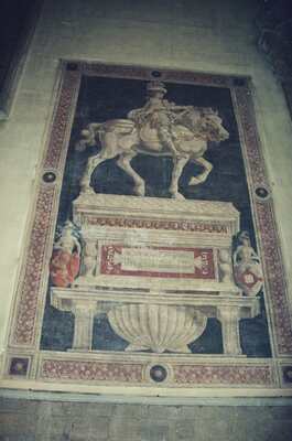 Painted equestrian memorial fresco in the Duomo — Florence, Italy (26-27 May 2000)