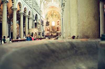 The frescoed apse and colonnade of the Cathedral interior — Pisa, Italy (26-27 May 2000)