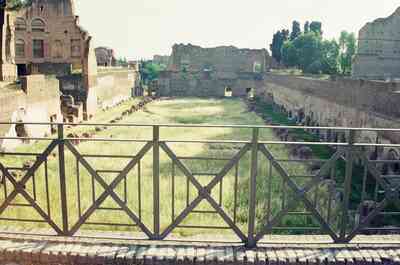 The sunken grassy oval of the Stadium of Domitian — Rome, Italy (21-27 May 2000)