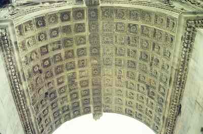 The coffered rosette ceiling inside the Arch of Titus — Rome, Italy (21-27 May 2000)