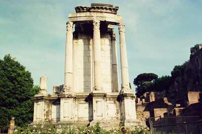 The round columned ruin of the Temple of Vesta — Rome, Italy (21-27 May 2000)