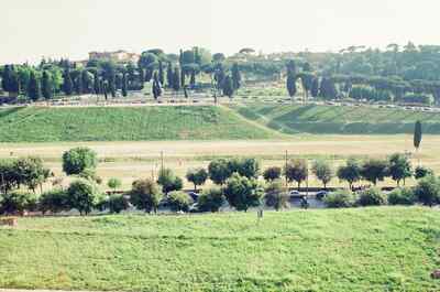 The grassy track of the Circus Maximus from above — Rome, Italy (21-27 May 2000)