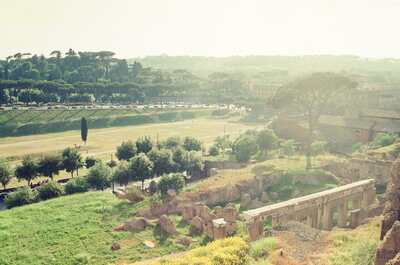 Hazy view over the Circus Maximus and Palatine ruins — Rome, Italy (21-27 May 2000)