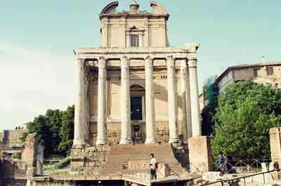 The columned facade of the Temple of Antoninus and Faustina — Rome, Italy (21-27 May 2000)