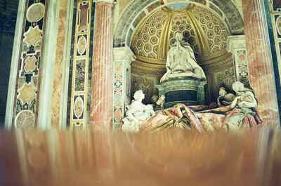 The marble Tomb of Pope Alexander VII with kneeling figure — St Peter's Basilica, Vatican City (21-27 May 2000)
