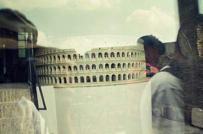 A glass-cased scale model of the Colosseum — Rome, Italy (21-27 May 2000)