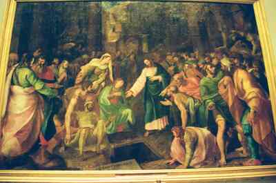 A framed painting of Christ raising Lazarus — Vatican Museums, Vatican City (21-27 May 2000)