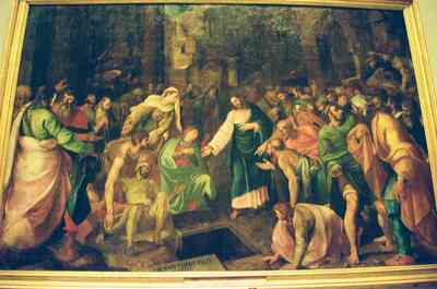 Renaissance painting of Christ raising the dead — Vatican Museums, Vatican City (21-27 May 2000)