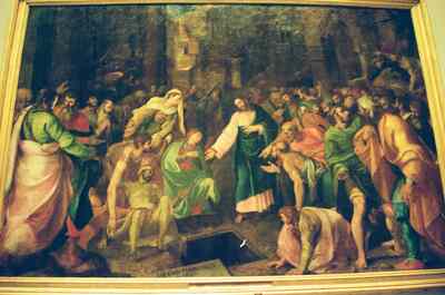 Renaissance painting of Christ raising the dead — Vatican Museums, Vatican City (21-27 May 2000)