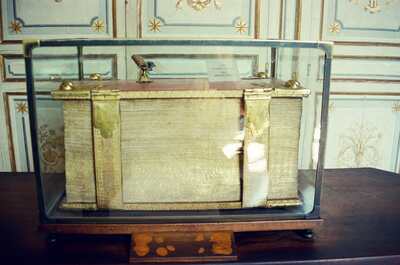 An ancient manuscript displayed in a glass case — Vatican Museums, Vatican City (21-27 May 2000)