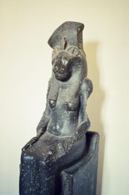 Close-up of a ram-headed Egyptian statue — Vatican Museums, Vatican City (21-27 May 2000)