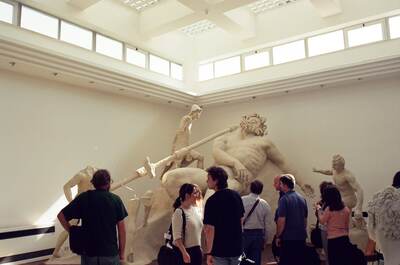 Visitors before the colossal Scylla sculpture group — Gaeta & the coast, Italy (28 May - 3 June 2000)