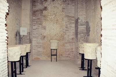 Carved stone fragments inside the Roman mausoleum — Gaeta & the coast, Italy (28 May - 3 June 2000)
