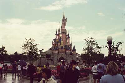 The pink Sleeping Beauty Castle at Disneyland — Disneyland Paris, France (2-8 July 2000)