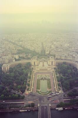 The Trocadero palace and gardens seen from the Eiffel Tower — Paris, France (2-8 July 2000)