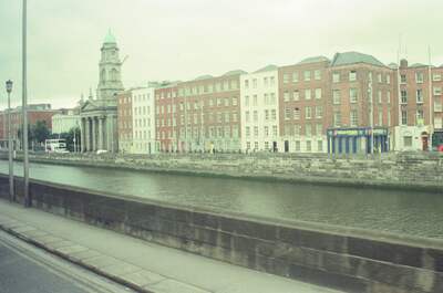 Georgian terraces and a church along the River Liffey quays — Dublin, Ireland (29 June - 6 July 2000)
