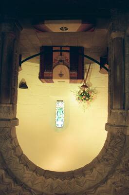The vaulted apse interior of St Margaret's Chapel — Edinburgh, Scotland (August 2000)