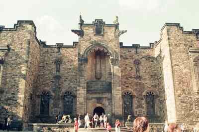 The grand facade of the Scottish National War Memorial — Edinburgh, Scotland (August 2000)