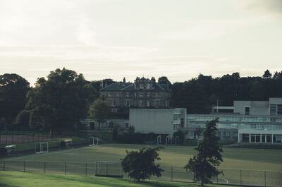 A historic mansion overlooking the school sports grounds — Edinburgh, Scotland (August 2000)