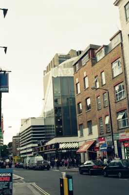 The New London Theatre on Drury Lane with the 'Cats' sign — London, England (mid-August 2000)