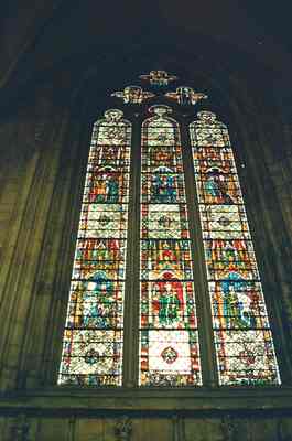 The Great East Window stained glass at York Minster — York, England (August 2000)