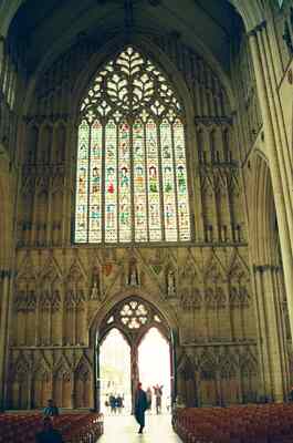 The towering Great West Window of York Minster — York, England (August 2000)