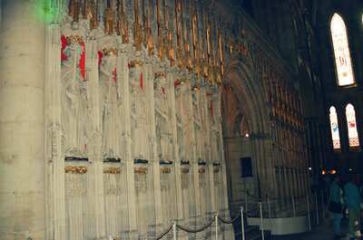 Carved royal figures of the Kings' Screen, York Minster — York, England (August 2000)