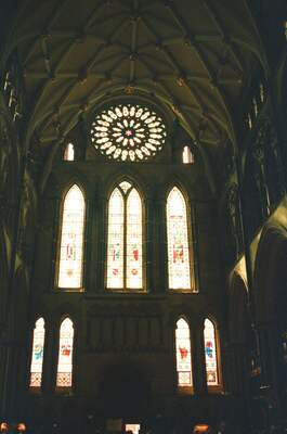 The south transept rose window of York Minster — York, England (August 2000)