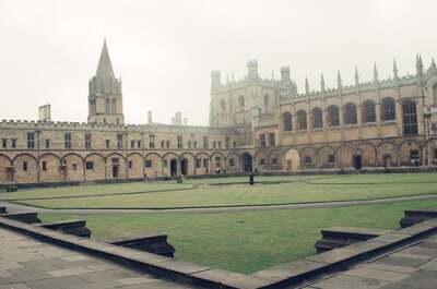 Tom Quad and the spire at Christ Church, Oxford — Oxford, England (August 2000)