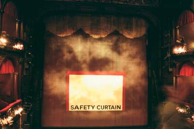 The painted safety curtain of a London theatre — London, England (August 2000)