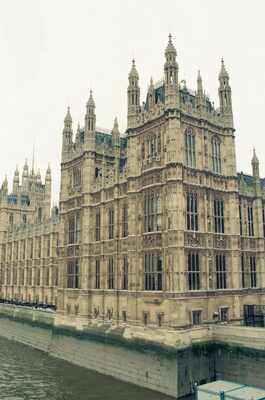The riverside facade of the Houses of Parliament — London, England (August 2000)