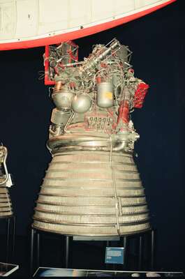 A large rocket engine nozzle exhibited at the museum — London, England (August 2000)